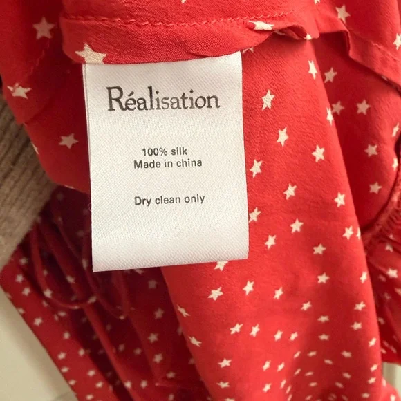 Realisation Par Red Star-Print Ruffle Wrap Dress - Picture 4 of 5